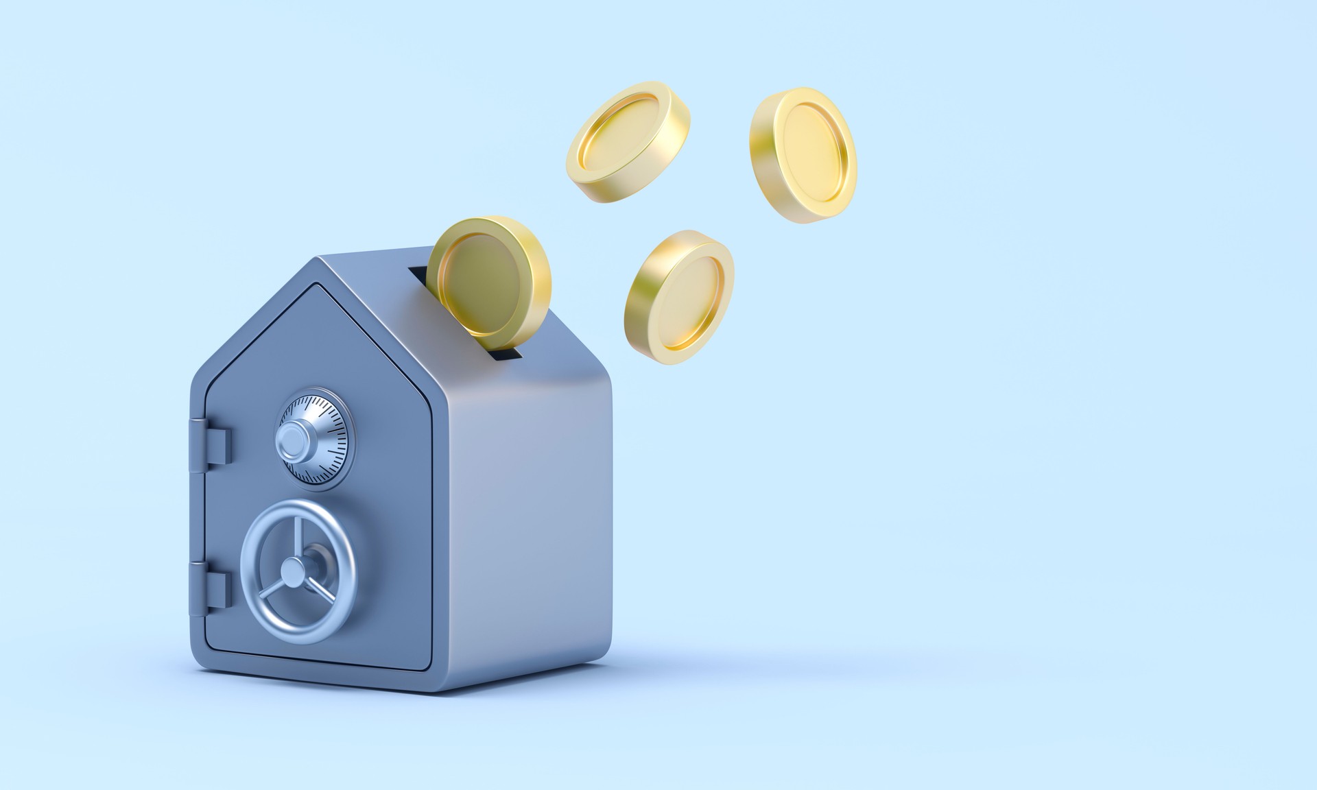 Safe in the shape of a house and a coin